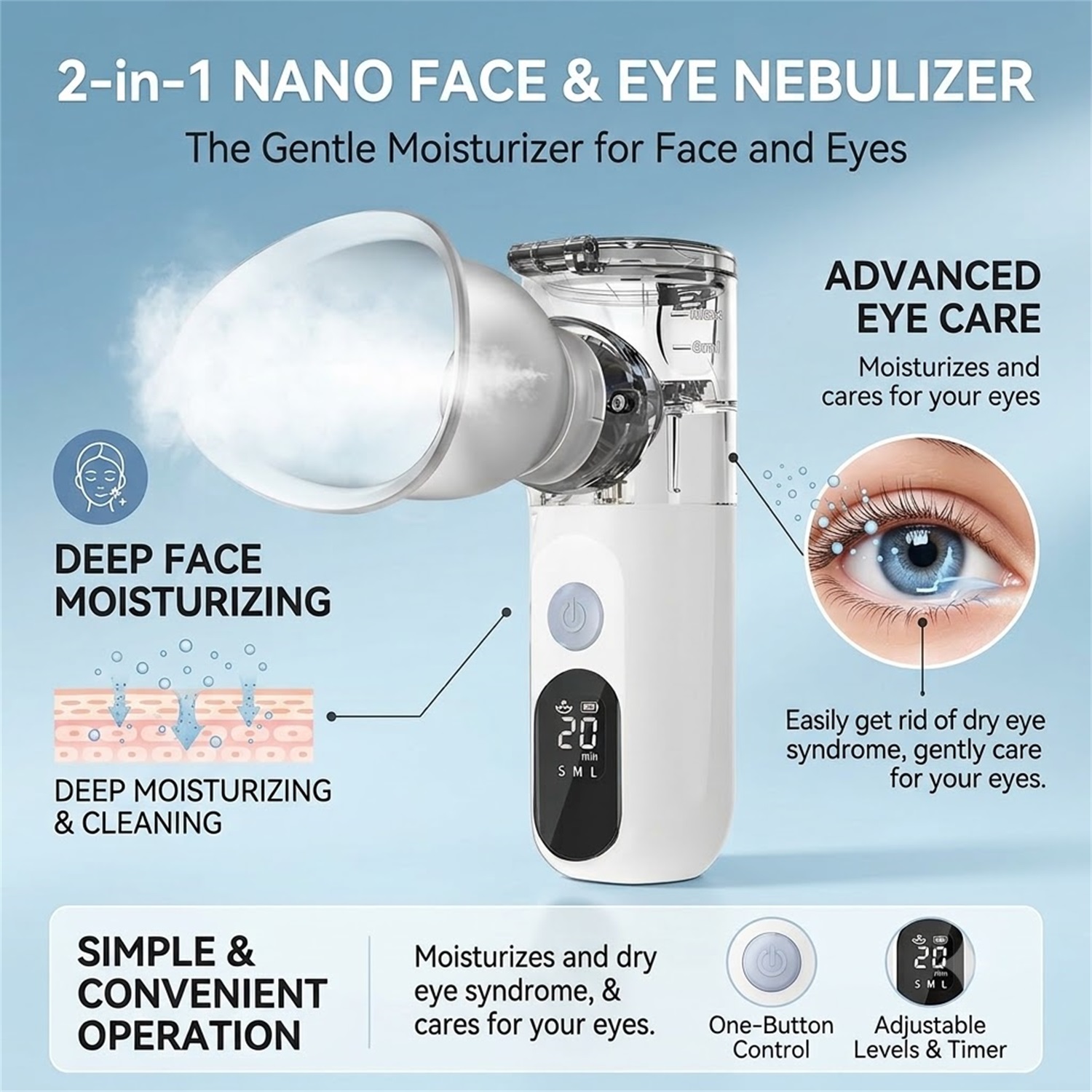 Facial Steamer Nano - Mini Tragbarer Gesichtsdampfer - Nano-Kaltspray Hydratisierungsgerät