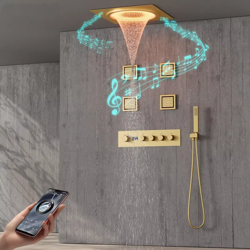 Spa & Wellness Zámeček Petrovice - Intelligentes LED-Duschset Badezimmer Musik-Regenduschsystem Schwarz Matt